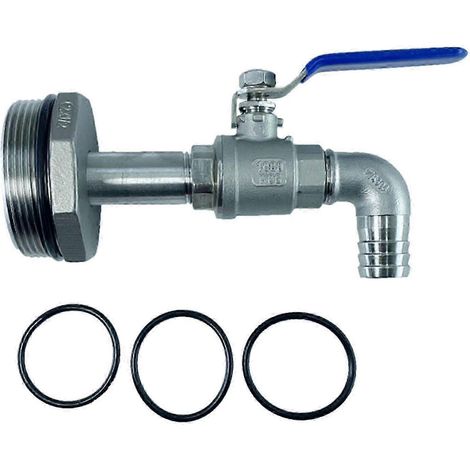 Robinet pour fût en acier de 50 gallons, vanne pour réservoir IBC, G2", étanche, adaptateur de sortie d'eau, robinet pour fût en acier inoxydable de 2 pouces (20 mm SZRH AB). (1/5)