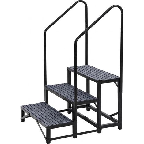 Escaliers RV Portatifs 3 Marches avec Rampe, Échelle RV avec Tapis Antidérapants, pour Roulottes, Camping-Cars, Baignoires Balnéo, Terrasses, Piscines, Animaux Domestiques (1/5)