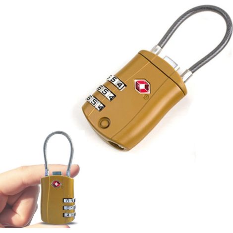 Mini cadenas de douane, câble en acier et alliage de zinc, cadenas à mot de passe doré pour bagages, serrure à mot de passe TSA 02ST (1/5)