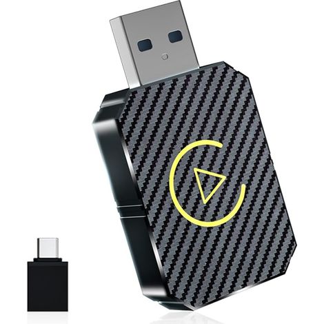 Kabelloser CarPlay- und Android Auto-Adapter, 2024 Upgrade 2 in 1, automatische Verbindung, thermisches Entlüftungsdesign, wandelt kabelgebundenes CarPlay und Android Auto in kabellos um, USB C/A, Min