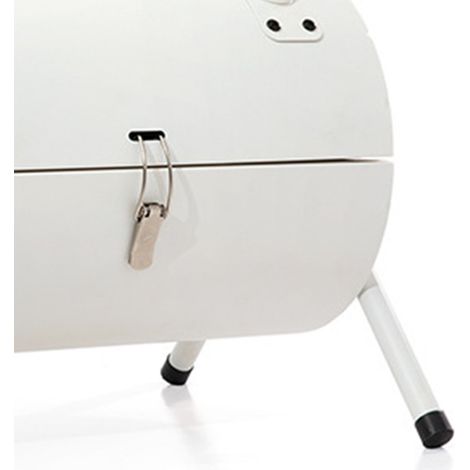 Tragbarer, doppelseitiger Metallgrill, rauchfrei, ideal für Camping, Picknicks und Partys, weiß. (1/4)