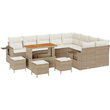 Maison Exclusive - Conjunto de sofás de jardín 13 pcs Beige ratán (1/5)