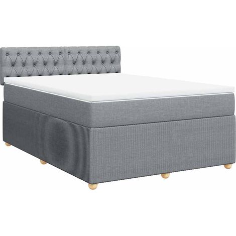 Giroletto a Molle con Materasso Grigio Chiaro 160x200cm Tessuto vidaXL (1/5)