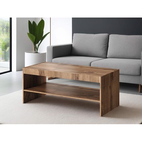 Bestmobilier – Table basse fixe effet bois 120 cm – Style contemporain – Panneau stratifié résistant à l'humidité – Niche ouverte pour rangement (1/4)