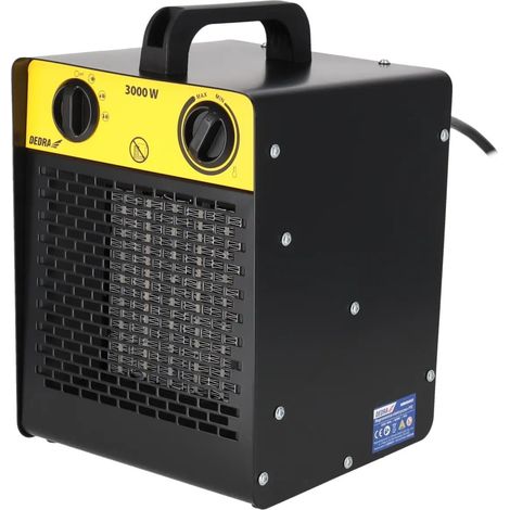 Chauffage céramique PTC 3000 W, radiateur soufflant électrique carré noir, aérotherme d'appoint portable avec thermostat pour atelier, garage, maison ou bureau (1/5)