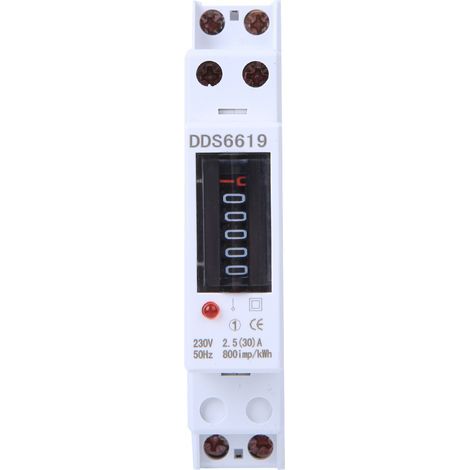 Walfront Compteur d'Energie Monophasé, Numérique Rail DIN Compteur KWH 1P Monophasé Appareils Ménagers 230V DDS6619-001 KWH Electrique(30A) (1/5)