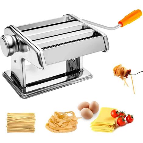 Teigschneider aus Edelstahl, manuelle Nudelmaschine, 6 Stärken für Fettuccine, Spaghetti, Lasagne und Paste