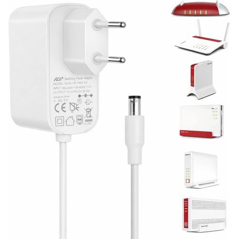 Adaptateur Secteur 12V3A Compatible avec Tous Les routeurs WLAN AVM FritzBox et Telekom Speedport Smart, Câble Extra Long de 2m - Blanc adapté pour FritzBox 7590 DSL, Cable, LTE-FritzBox (1/5)