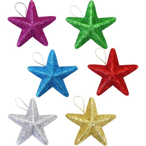 Étoile de Noël portable et colorée à paillettes – Décoration suspendue pour l'intérieur (1/5)
