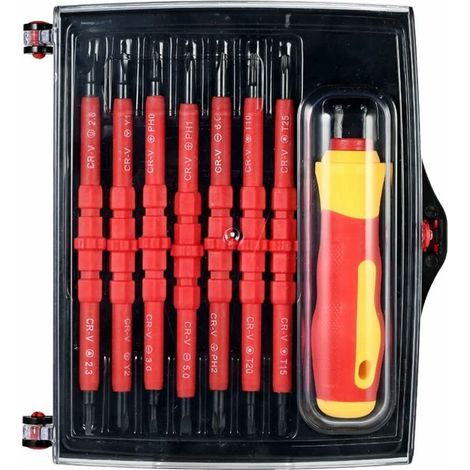 7 in 1 1000V Interchangeable Insulating Screwdrivers Set with Magnetic Phillips and Slotted Bits Electrician Repair Tool Kit-B (1/4)