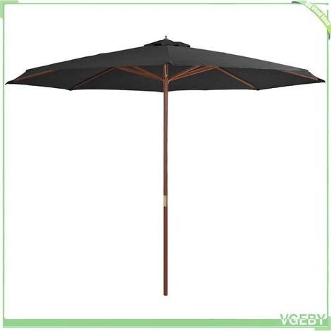 Parasol d'extérieur - FAFEICY - 44529 - 350 cm - Mât bois 48 mm - Toile polyester anti-UV (1/4)