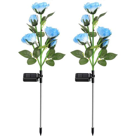 Lampe Solaire Jardin - Rose LED Étanche avec Panneau Solaire - Décoration Extérieure pour Allées, Clôtures, Terrasses - 2 Pièces (1/5)