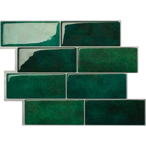 Smart Tiles 4 crédences adhésives - Metro Fiona Vert - Effet céramique - 29.36 cm x 21.29 cm (1/5)