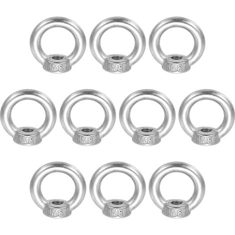 Lot De 10 Écrou À Anneau De Levage M8 304 Acier Inoxydable Argent (1/5)