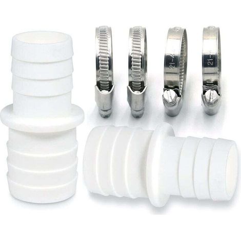 Set mit 2 Schlauchverbindern inklusive Schlauchschellen - Schwimmbadschlauchadapter - Doppelschlauchanschluss (2 x 32 auf 38 mm)