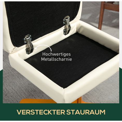 Fauteuil relax avec pouf, dossier inclinable à 145°, rotation 360°, similicuir, blanc crème (1/4)