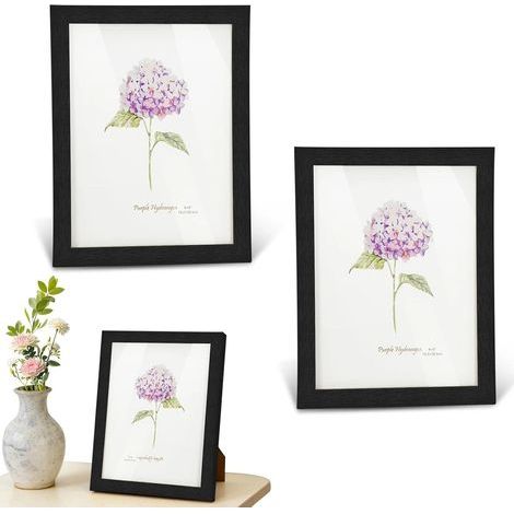 Set di 3 cornici portafoto in legno nero, 15x20 cm, design minimalista, arredamento moderno e di tendenza, ideali per foto, poster, souvenir, da appendere alla parete o da appoggiare su un mobile. (1/5)