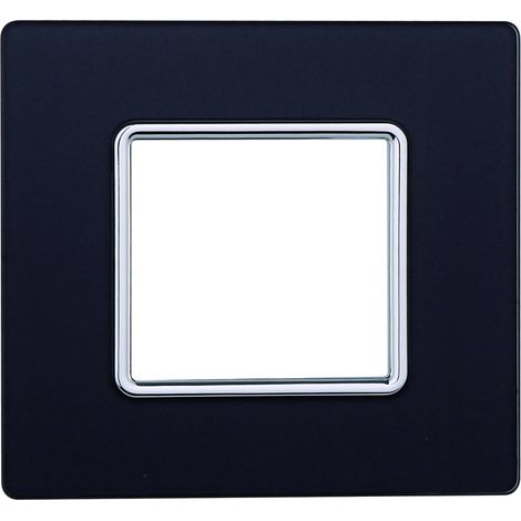 Plaque compatibles Bticino Matix 2 modules verre couleur acier graphite foncé (1/2)