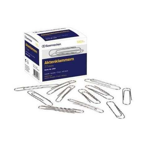 Soennecken Aktenklammer 1062 77mm gewellt verzinkt 100 St./Pack. (1/4)