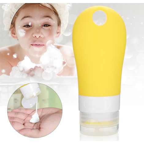 Ensemble de flacons de voyage portables en silicone pour lotion, shampoing et gel douche, contenant vide à pression 02 (1/5)