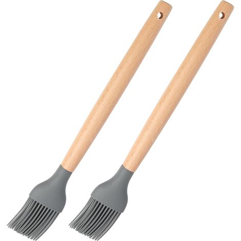 pennelli da cucina in silicone, pennello da pasticceria senza plastica, 20 cm, pennello da pasticceria vegano e senza BPA, manico in bambù ecologico, qualità alimentare (1/5)
