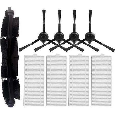 Pièces détachées pour aspirateur robot TCL SWEEVA 6000/6500 : brosse principale, filtre HEPA et rouleau.