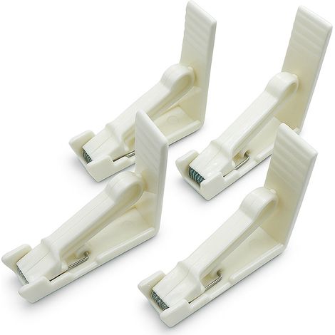 Pièces Pinces à Nappe en Plastique Blanc pour Table d'Extérieur - Pinces Réglables à Ressort pour Nappe de Jardin Pique-Nique Fête (1/5)