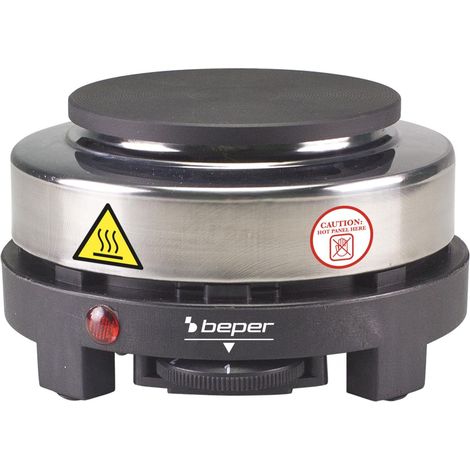 BEPER P101PIA003 Kleiner Elektrokocher aus Gusseisen/Edelstahl, 5 Kochstufen, tragbarer Elektrokocher, Campingkocher mit 10-cm-Kochplatte, 500 W (1/4)