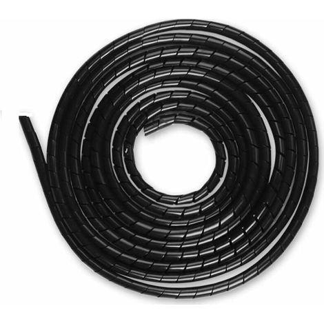 Gaine Spirale Flexible Universel 6mm, Kit de Câble Rangement 1 pack de Tube d'Enroulement de Câble en Spirale pour Protéger le Câble d'Antenne TV/PC/USB/Télé/AUX- (15m), Noir（6mm，15m） (1/4)