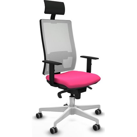 Horna sincro malla blanca similpiel rosa brazos 1D base blanca cabecero fijo ruedas 65mm engomadas (1/5)