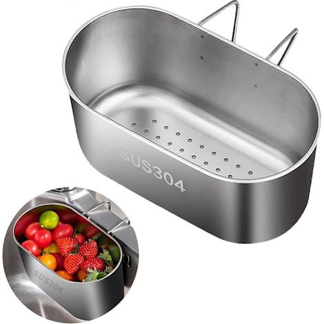 Passoire d'évier en acier inoxydable, passoire d'évier suspendue multifonctionnelle, passoire à déchets de cuisine et nettoyeur de légumes