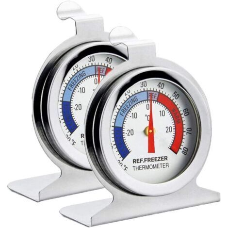 Fridge Thermometer, Pack of 2 Stainless Steel Dial Fridge/Freezer Thermometer with Hanging Hook and Stand (1/5)