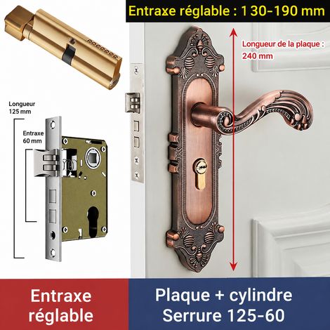 Serrure à larder universelle réglable 125/60 rouge ancien avec clé 125 60 réf 8874 1 kg – Livraison gratuite