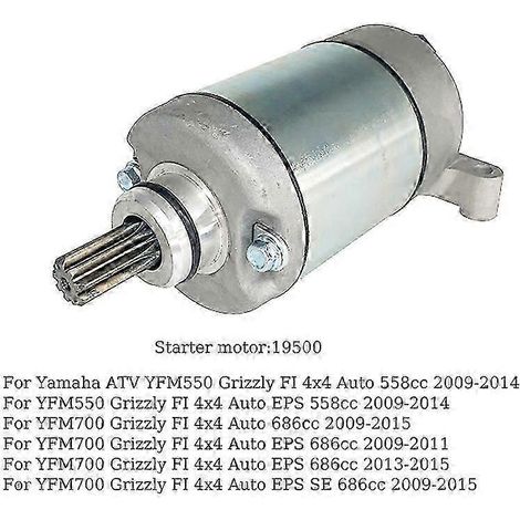 Démarreur unique 19500 pour VTT Yamaha Grizzly 550 700 Kodiak 700. Remplace les références 28P-81890-00-00, 28P-81890-01-00, 410-58036, SMU0512 et SM17. (1/4)