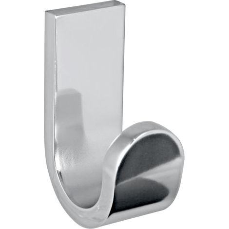 Patère MATERIA en aluminium brillant éloxé chromé - 3 x 4,6 x h8 cm - avec adhésif 3M