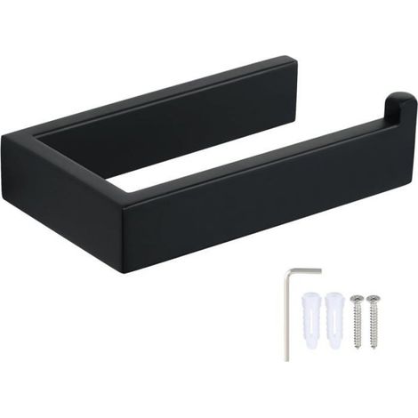 1 Dérouleur papier toilette, Acier inoxydable SUS304, Finition noir mat, Structure en U, Installation murale horizontale ou verticale, Salle de bain Cuisine (1/5)