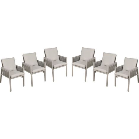 Dellonda DG49 Fusion Garden/Patio Dining Chairs with Armrests 6pc - Light Grey (1/5)