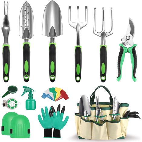 Ensemble d'outils de jardinage, 13 pièces en acier inoxydable avec sac de rangement, cadeau idéal pour les jardiniers