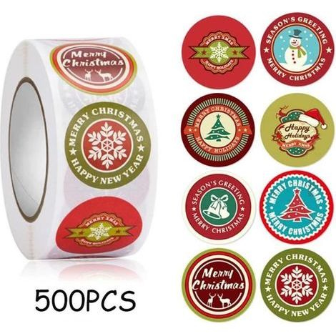Christmas Stickers - Unspecified - Round Labels - 500 Pieces - 2.5 cm - Kraft Paper (1/4)