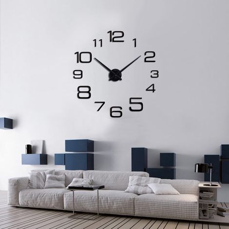 Wall Clock - Mirror - Battery Powered - Self-Adhesive & Hook Mount - For Indoor Use - 35 to 60 cm Diameter - 1 Piece (1/3)