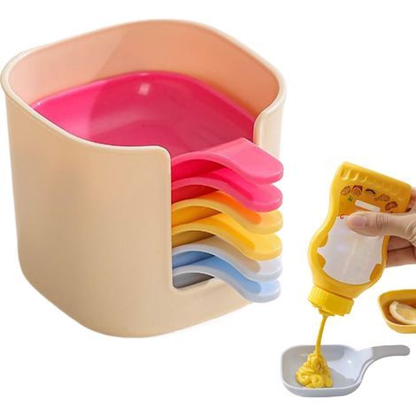 Set mit 6 kleinen, wiederverwendbaren Schälchen (9,2 x 12,5 x 8 cm) mit Ständer, ideal für Saucen, Sojasauce, zum Kochen, für Mittagessen und Picknicks. Maße: 9,2 x 12,5 x 8 cm. (1/5)
