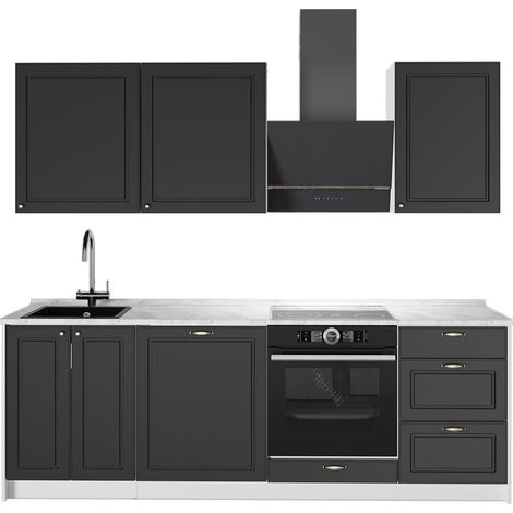Cucina componibile Fame-Line, Oro-antracite rustico/Bianco, 230 cm, PL Marmo, Vicco (1/5)