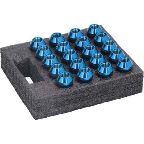 20 écrous de roue M12x1.5 avec douille clé en métal bleu dureté élevée pour Ford Focus et véhicules compatibles (1/5)