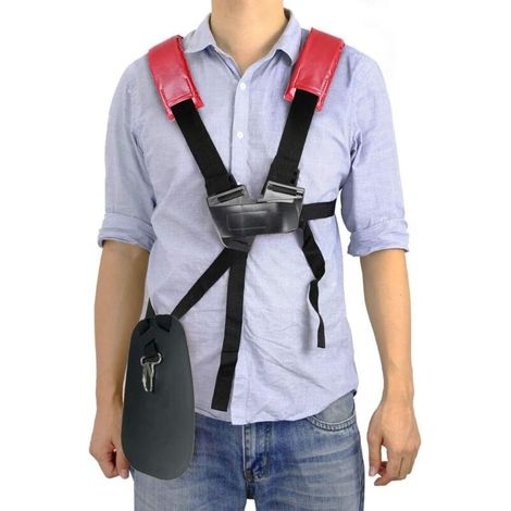tondeuse à bandoulière-tondeuse à harnais double épaule avec ceinture de nylon durable Adjuestable pour débroussailleuse ou Gardenning pour STIHL FS, taille-bordures série km (Rouge) (1/3)