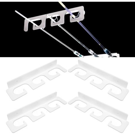 Porte-Canne de Pêche Murale en Acrylic Blanc, Support pour 4 Pièces, Montage Rapide, Design Minimaliste pour Garage & Bungalow (1/5)