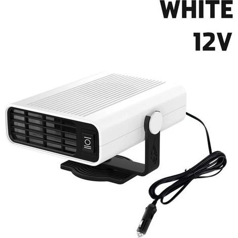 Calefactor portátil para coche (12V/24V, 120W), calefactor eléctrico con ventilador ajustable 360°, purificador de aire, deshumidificador de parabrisas, antivaho, Francia, blanco, 12V (1/5)