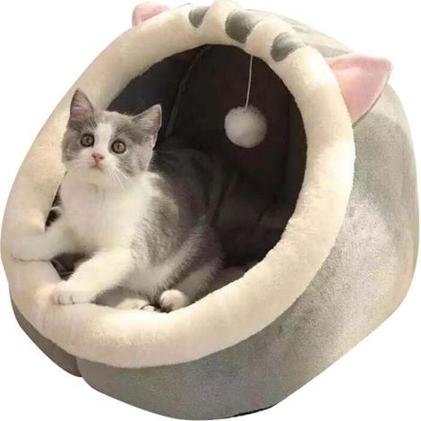 Houhence – Waschbares Iglu-Katzenbett – Weiche Baumwollfüllung – Leicht zu reinigen – Komfortables Katzenhaus für drinnen (1/5)
