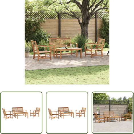 Meuble de jardin - Ensemble de canapé de jardin 4 pcs Naturel Bois de teck massif (1/5)