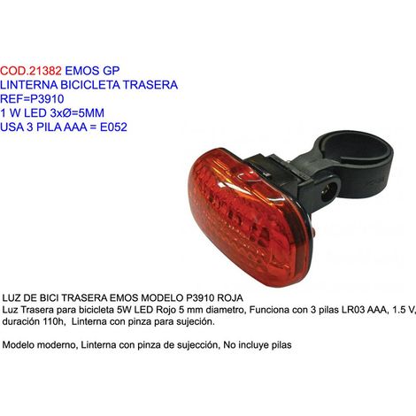 Lumière arrière LED EMOS GP pour vélo, 3 piles AAA