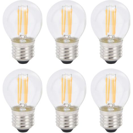 Lot de 6 ampoules LED rétro G45, culot E27, transparentes, idéales pour la décoration intérieure, 6 watts, 110 volts, lumière chaude